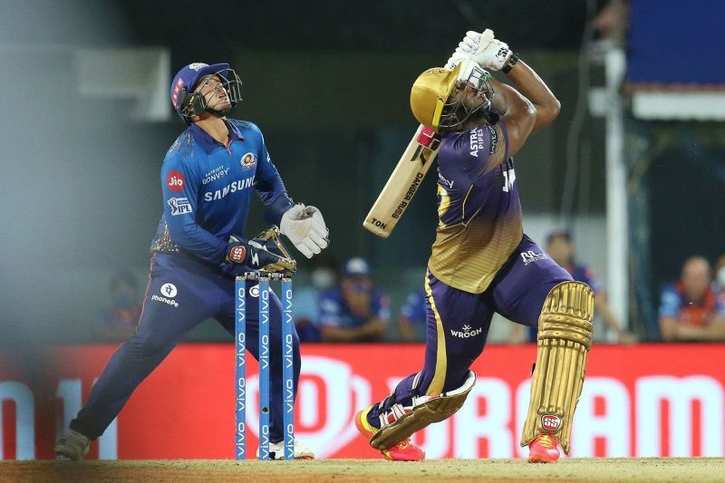 Andre Russell did a brilliant job with the ball but couldn't quite deliver with the bat in KKR's IPL 2021 game against MI (Image Courtesy: IPLT20.com)