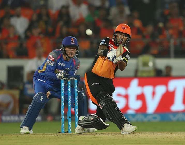 Shikhar Dhawan batting against Rajasthan Royals for Sunrisers Hyderabad. Source: BCCI/IPL