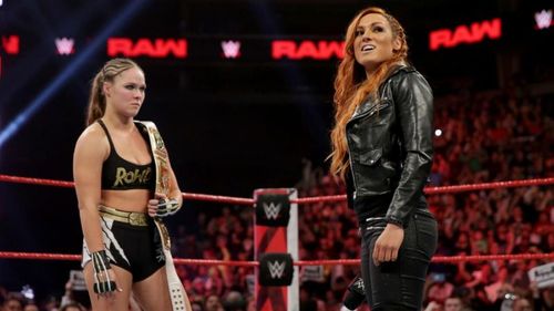 Ronda Rousey and Becky Lynch during their rivalry in 2019