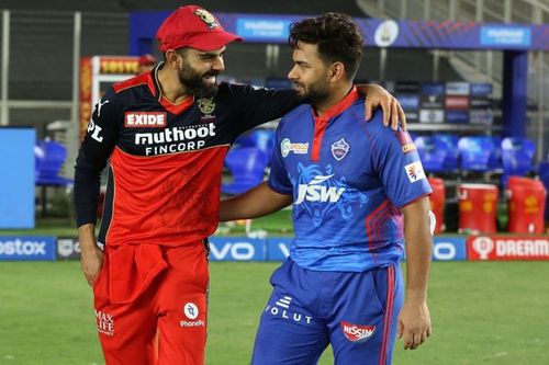 Skippers Virat Kohli (L) and Rishabh Pant after Tuesday's nail-biting encounter. (PC: IPL)