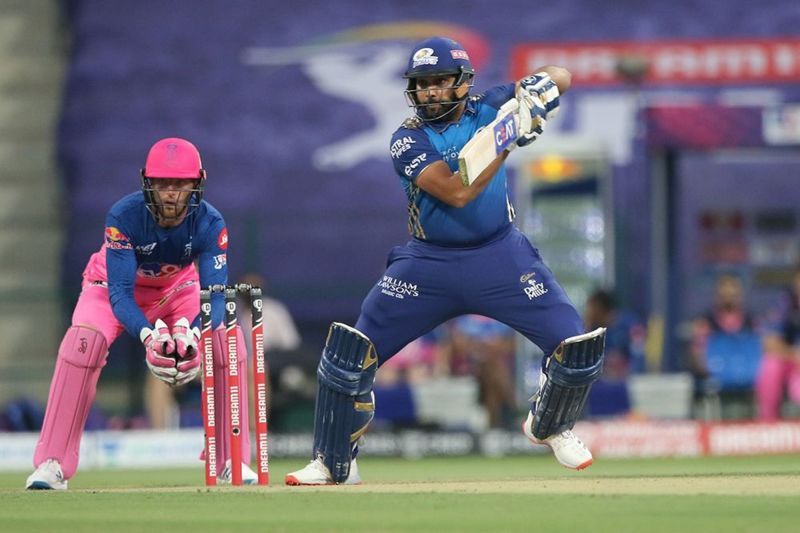Rohit Sharma in action against RR. Pic Credits: IPL