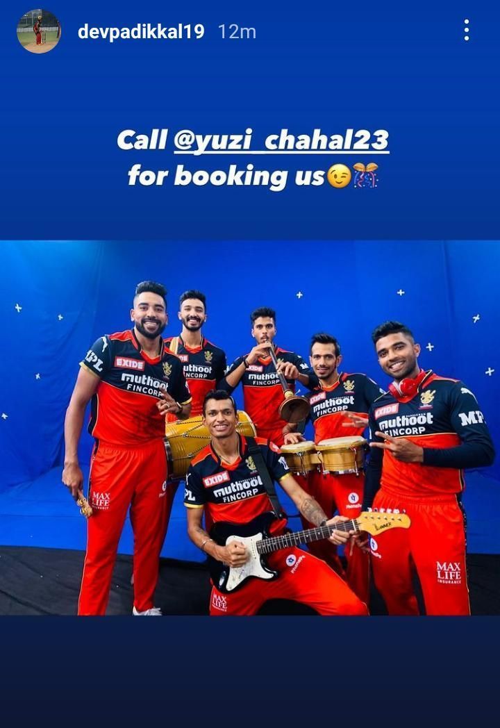 Devdutt Padikkal's recent Instagram story