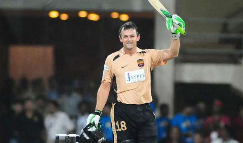 Adam Gilchrist celebrates after slamming the then-fastest IPL hundred (Image: Twitter)