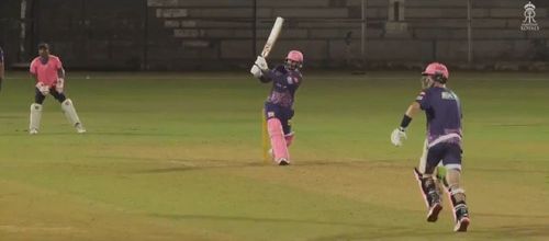 Screengrab from the Rajasthan Royals' training match (Credits: @rajasthanroyals Twitter)