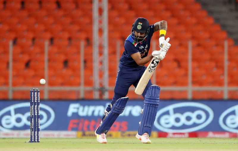 KL Rahul in action in the T20I series against England.