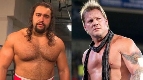 Rusev (left); Chris Jericho (right)