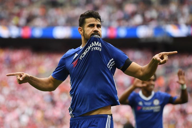 Diego Costa celebrates a goal for Chelsea
