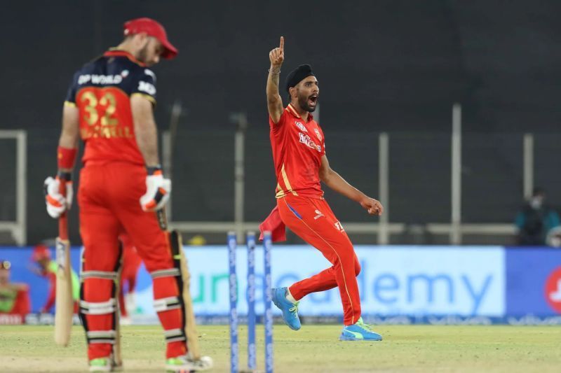 Harpreet Brar celebrates the wicket of Glenn Maxwell. Pic: IPLT20.COM