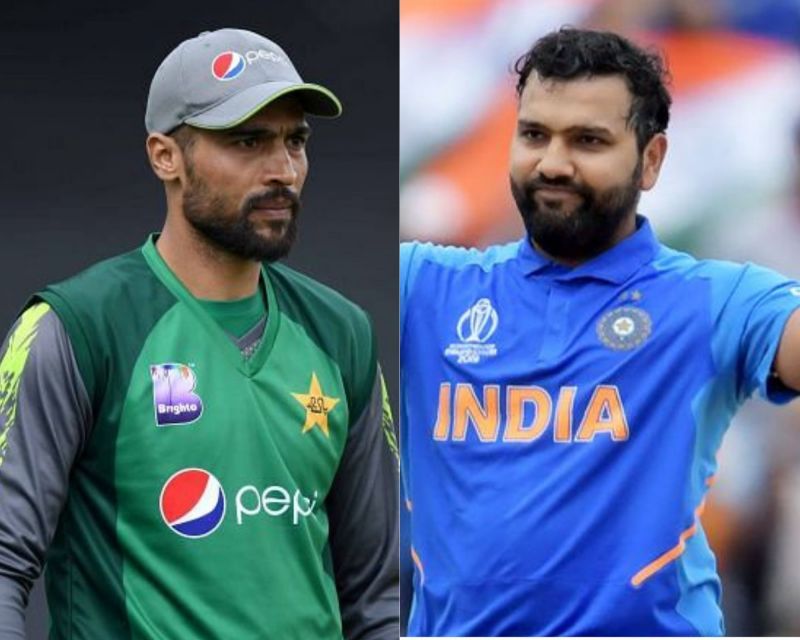 Mohammad Amir (L) and Rohit Sharma (R)