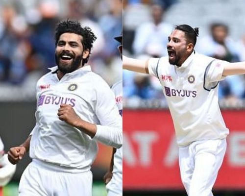 Ravindra Jadeja (L) and Mohammed Siraj