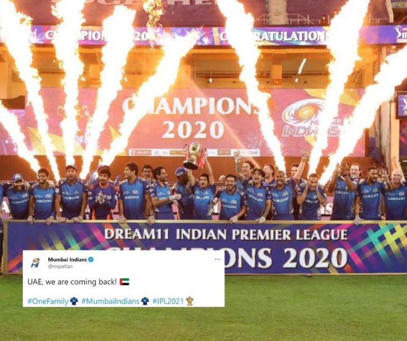 Mumbai Indians were ecstatic after IPL 2021&#039;s UAE return was confirmed