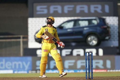 CSK's Ravindra Jadeja during Match 19 of IPL 2021 against RCB. Pic: IPLT20.COM