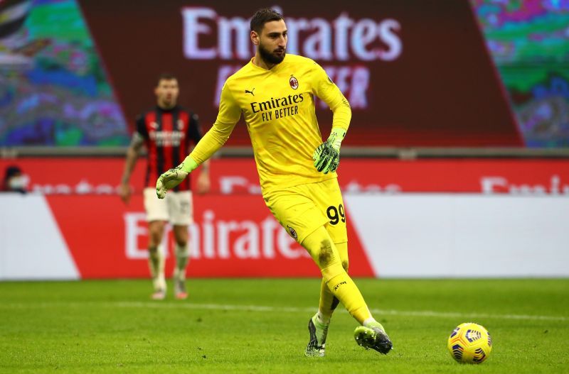 Donnarumma in action for AC Milan