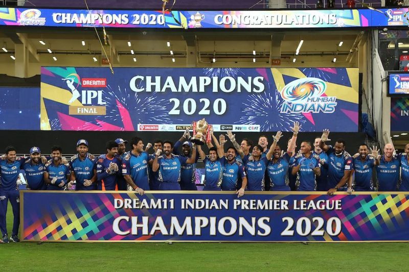 The Mumbai Indians lifted their record fifth IPL trophy in Dubai last year [Credits: IPL]