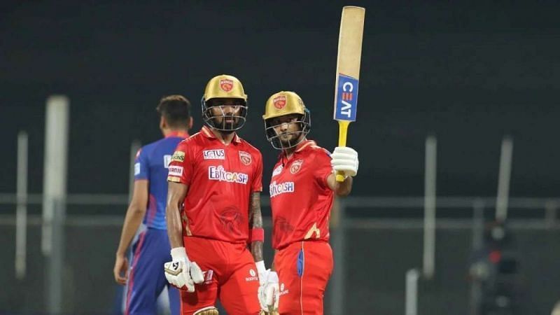 KL Rahul (L) and Mayank Agarwal during IPL 2021