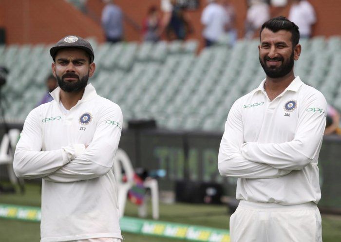 Team India captain Virat Kohli (left) and Cheteshwar Pujara (right)