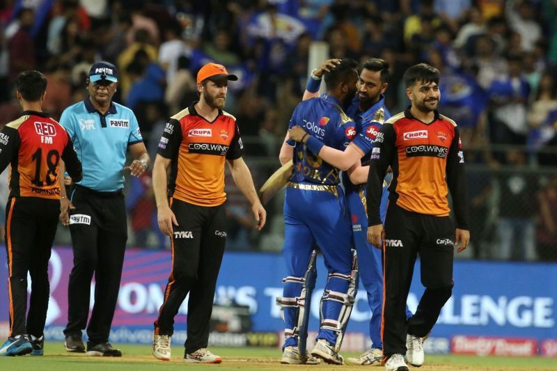 The Pandya brothers (MI) alongside Kane Williamson and Rashid Khan(SRH) (Credits: IPLT20.com)