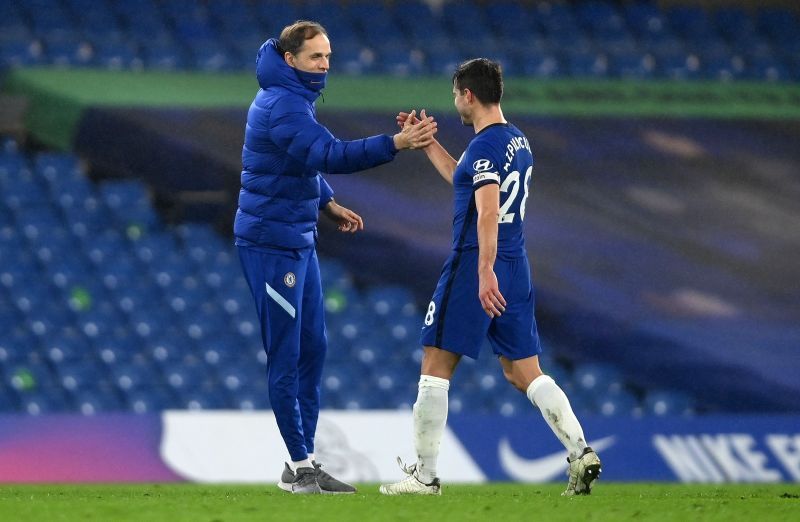 Thomas Tuchel (L) and Cesar Azpilicueta