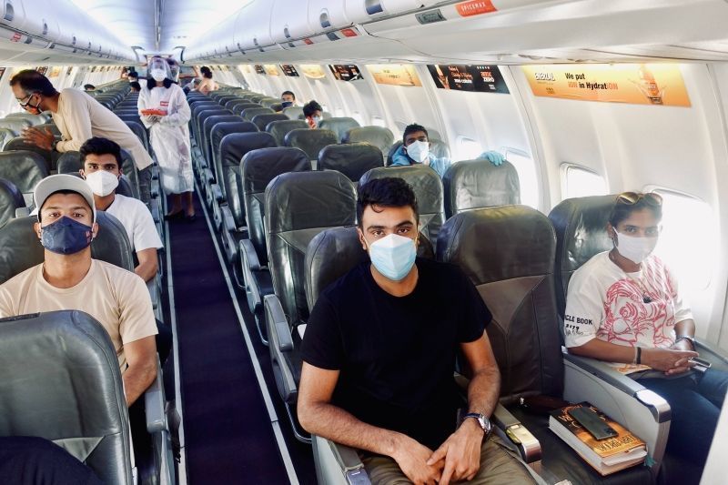 Ravichandran Ashwin, Mithali Raj and other South Indian players arrived in Mumbai on May 19. Pic: BCCI/ Twitter