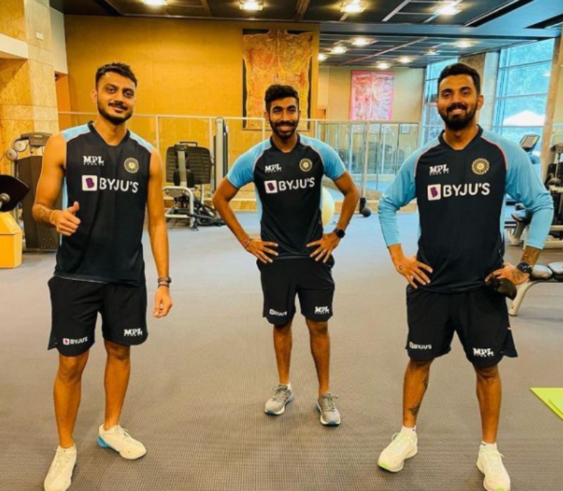 Axar Patel, Jasprit Bumrah and KL Rahul. Pic: Axar Patel/ Instagram