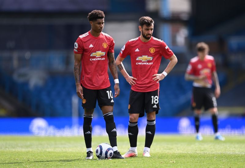 Marcus Rashford (left) and Bruno Fernandes (right)