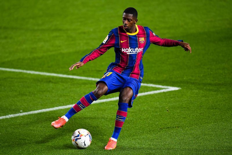 Ousmane Dembele in action for Barcelona