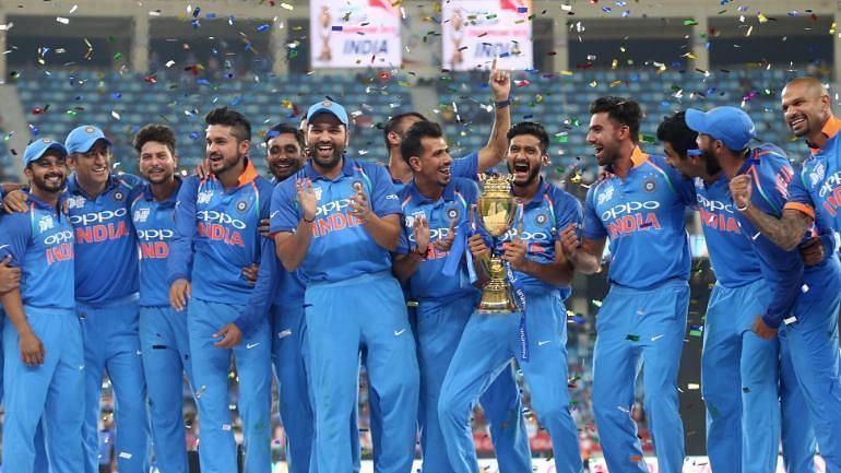 Indian team celebrating its Asia Cup win in 2018
