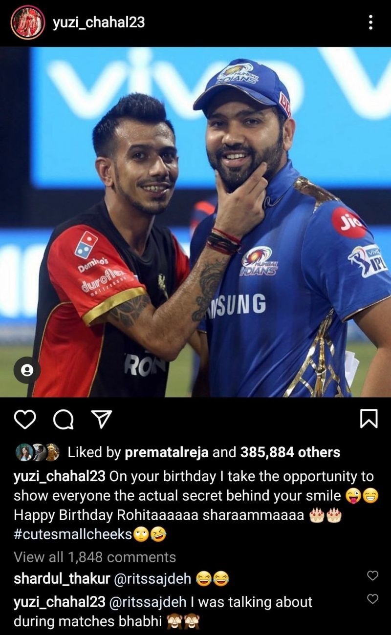 Yuzvendra Chahal with Rohit Sharma