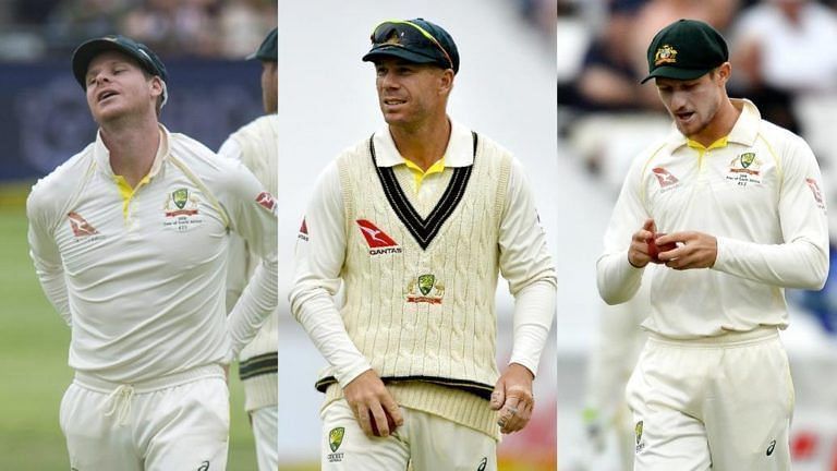 Steve Smith, David Warner and Cameron Bancroft (from left to right)