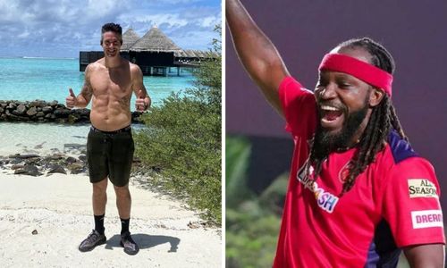 Chris Gayle had a crack at Kevin Pietersen's abs on Saturday