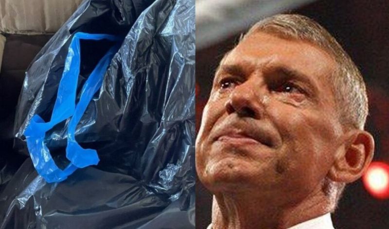 Trashbag with Mickie James&#039; belongings; Vince McMahon