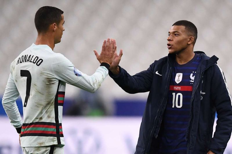 Kylian Mbappe (right) idolises Cristiano Ronaldo (left)