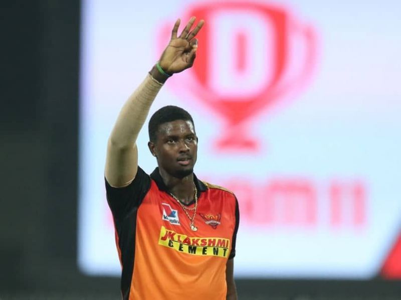 Jason Holder celebrating his three-for against RCB this season. (Credits: BCCI)