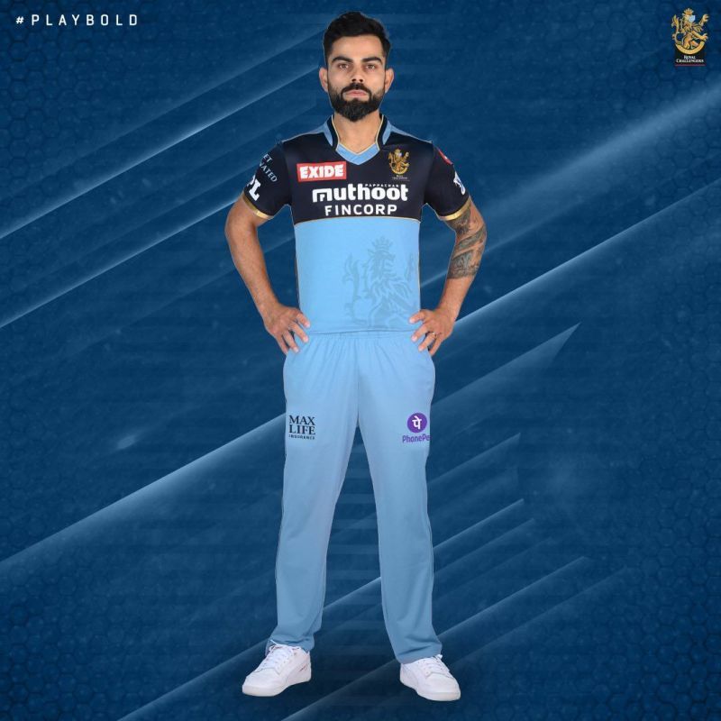 EVirat Kohli donning a blue RCB jersey. Pic Credits: RCBTweets