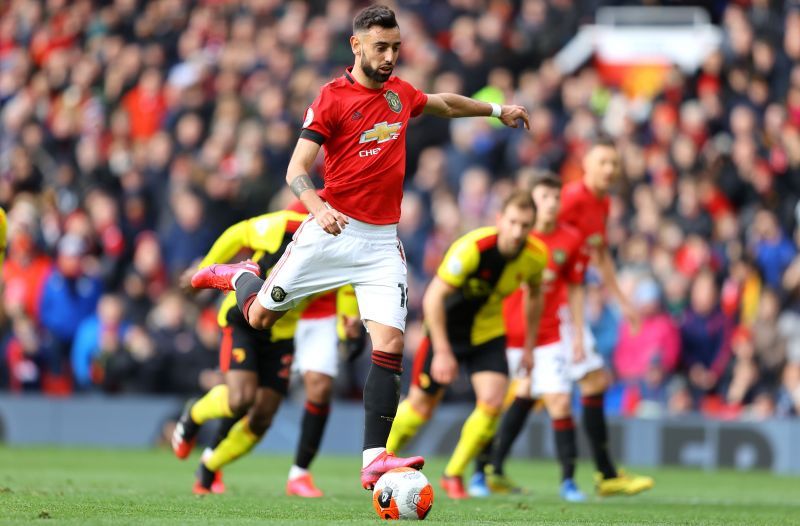 Bruno Fernandes takes a penalty