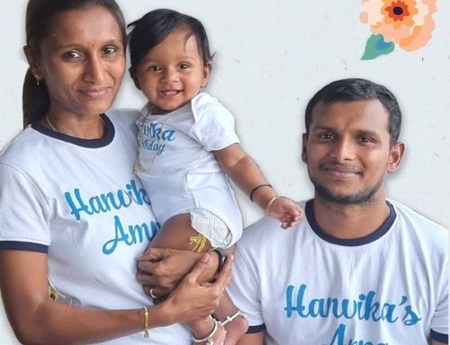 T Natarajan with his wife and daughter. Pic: T Natarajan/ Twitter