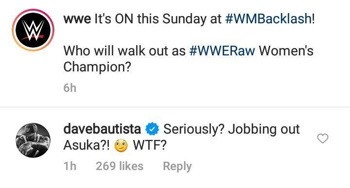 Batista isn't happy with Asuka losing to Rhea Ripley on RAW