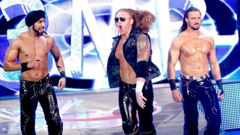 Heath Slater with Drew McIntyre and Jinder Mahal