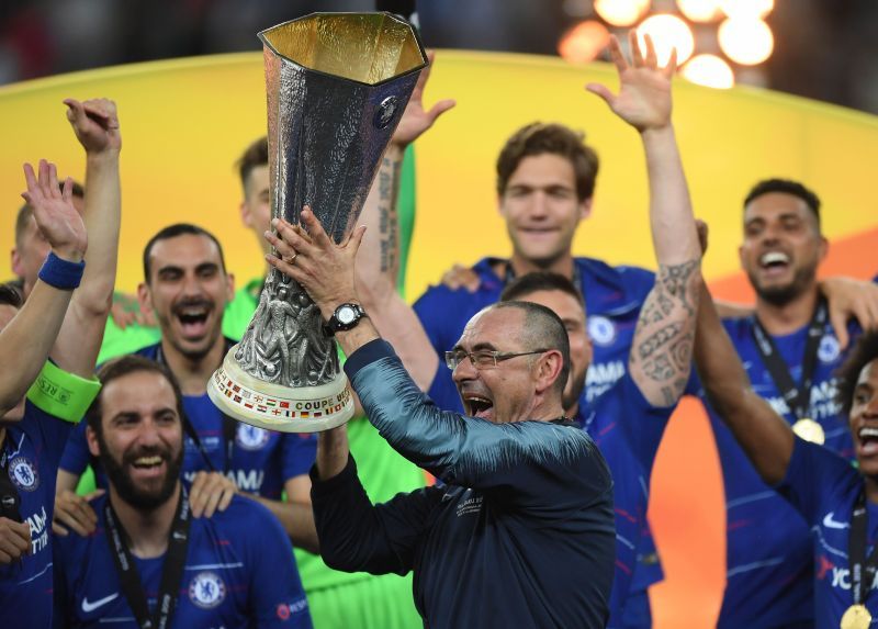 Europa League win with Chelsea was Sarri's first major piece of silverware. (Photo by Shaun Botterill/Getty Images)