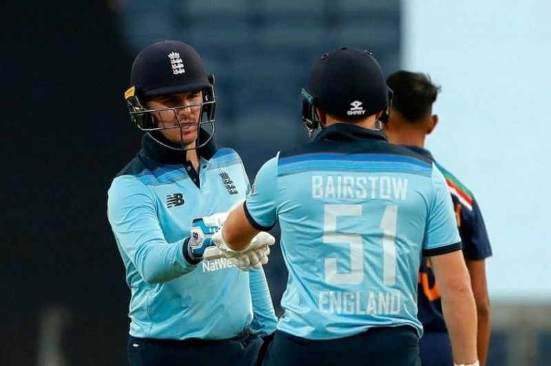 Jason Roy and Jonny Bairstow in action together during the recent India vs England ODI series. (Credits: BCCI)