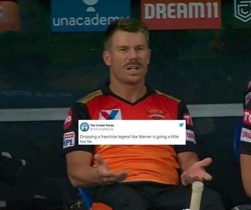 David Warner has been dropped from SRH's playing XI against RR