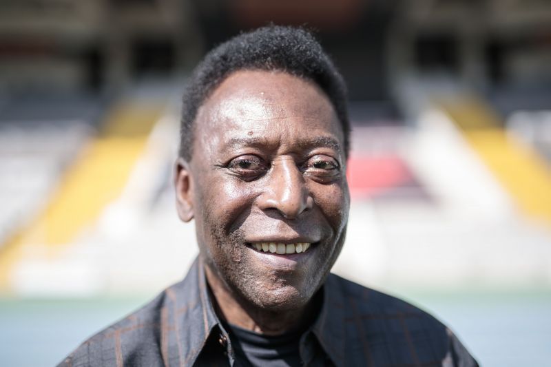 Soccer Legend Pele Visits Olympic Stadium In Barcelona