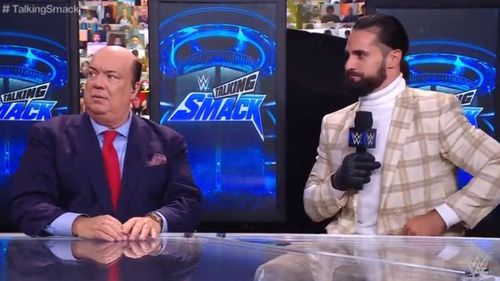 Seth Rollins appeared alongside host Paul Heyman on Talking Smack