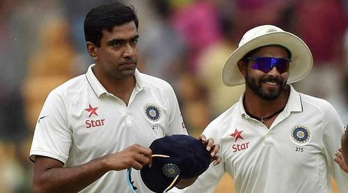 Ravichandran Ashwin (left) and Ravindra Jadeja (right)