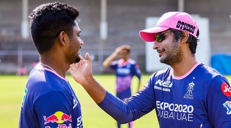 Sanju Samson &amp; Kumar Sangakkara (R) (Pic Credits: IPL)