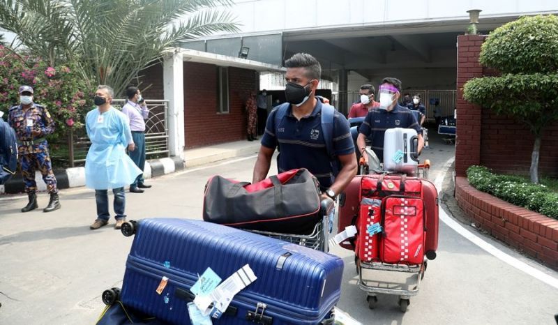 Sri Lanka players arrive in Dhaka for the three-ODI series against Bangladesh (Photo: BCB Twitter)