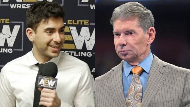 Tony Khan (left); Vince McMahon (right)