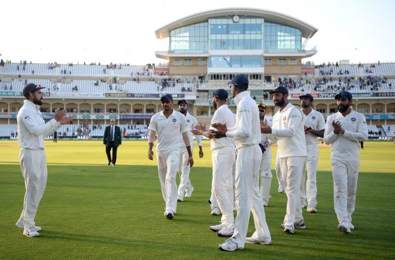 Jasprit Bumrah leading the Indian team to the dressing room at Trent Bridge