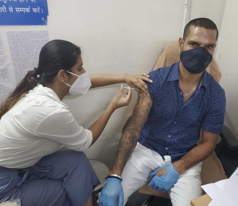 Shikhar Dhawan got his first shot of the COVID-19 vaccine on Thursday