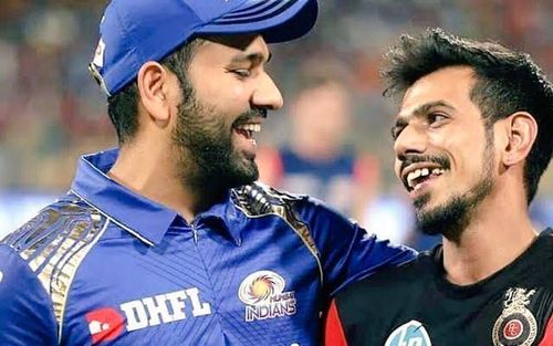 Rohit Sharma (L) and Yuzvendra Chahal